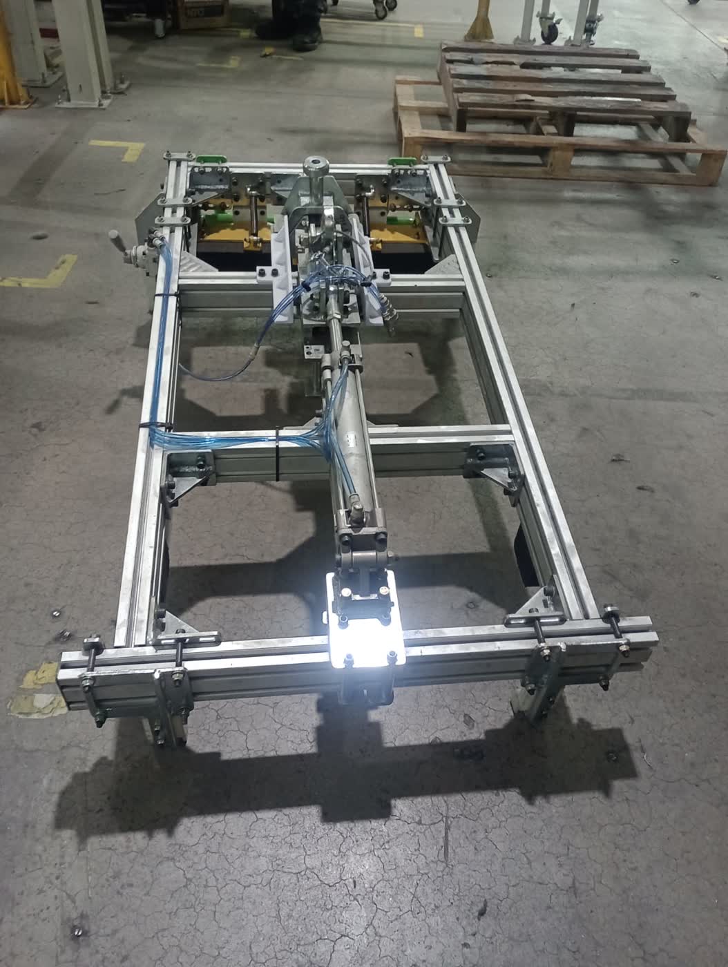 Mesa deslizante de aluminio estructural con cilindro neumático para dispositivo de producción
